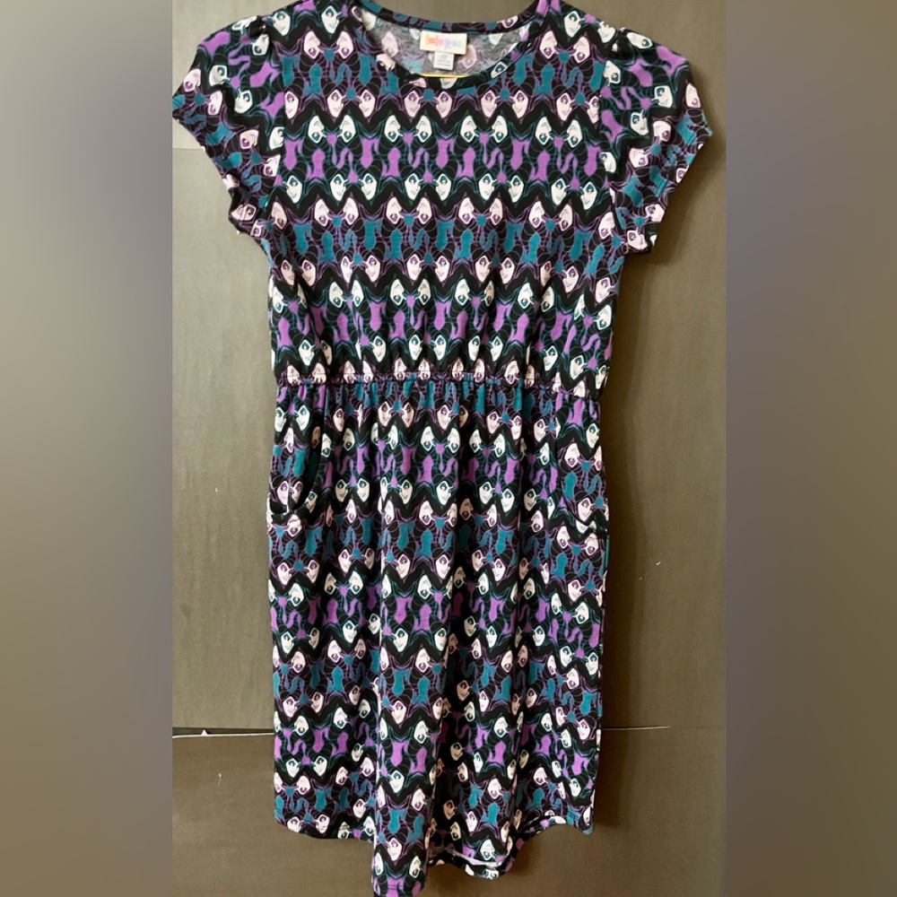 LuLaRoe Disney Maleficent Mae Pocketed Dress Girls Size 12 EUC ⭐️